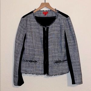 Elle Frayed Sparkle Zippered Blazer